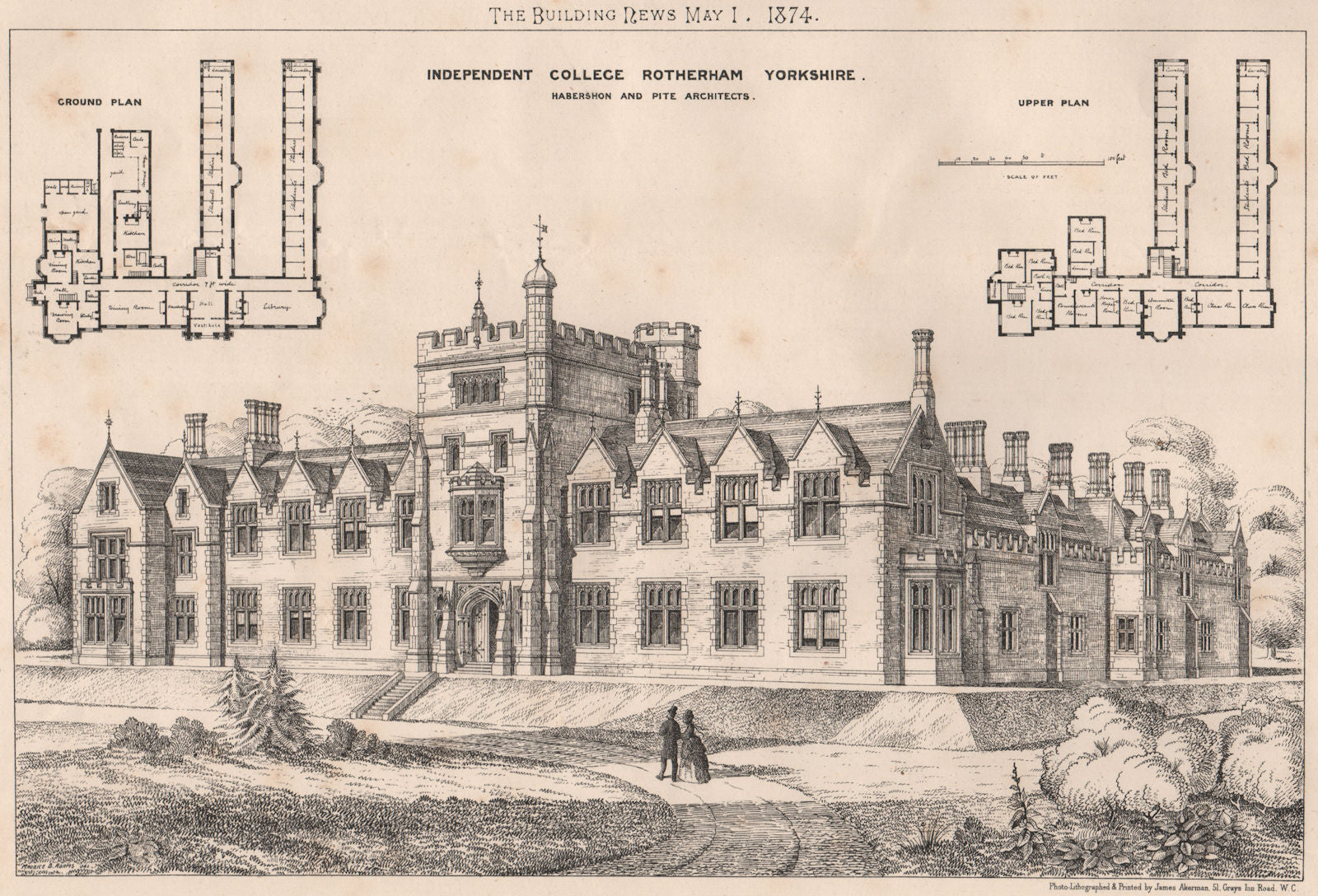 Independent College, Rotherham, Yorkshire; Habershon & Pite, Architects 1874